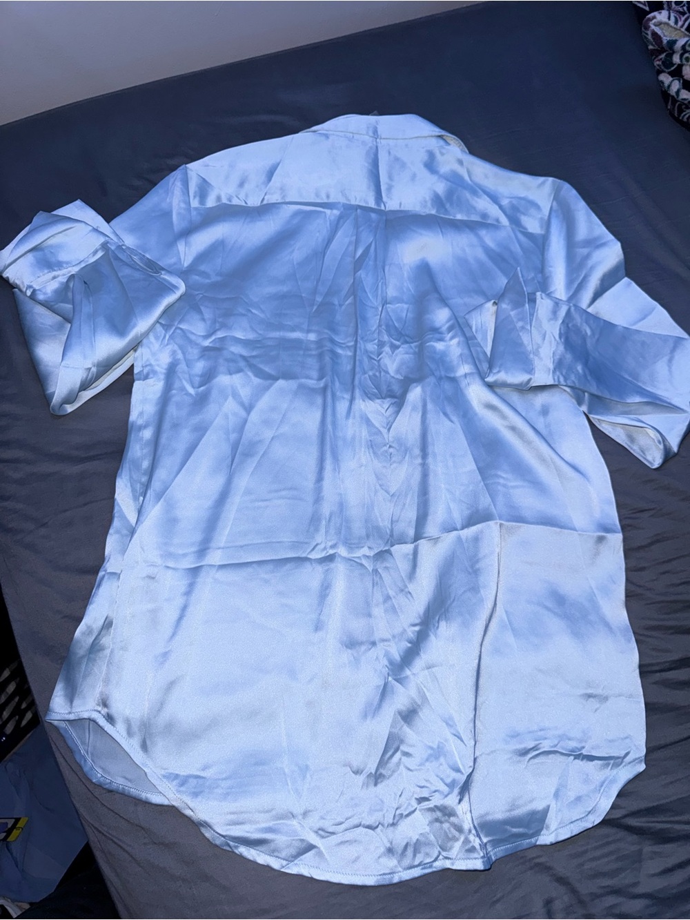 Rachel Zoe Pale Blue Satin Blouse - Picture 3 of 3